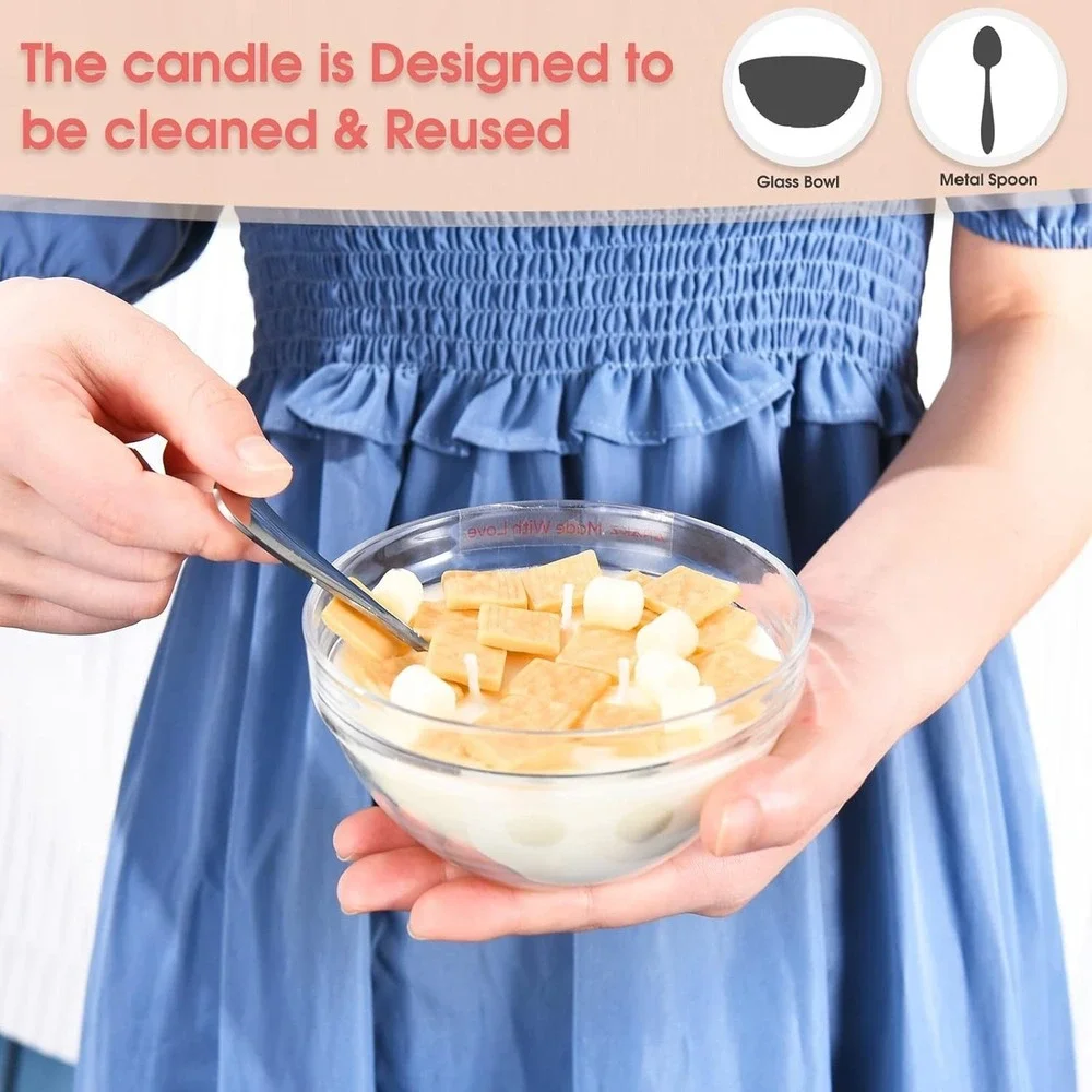 Anakz Cereal Bowl Candle Vanilla Scented Soy Wax Food Aesthetic Toast Crunch